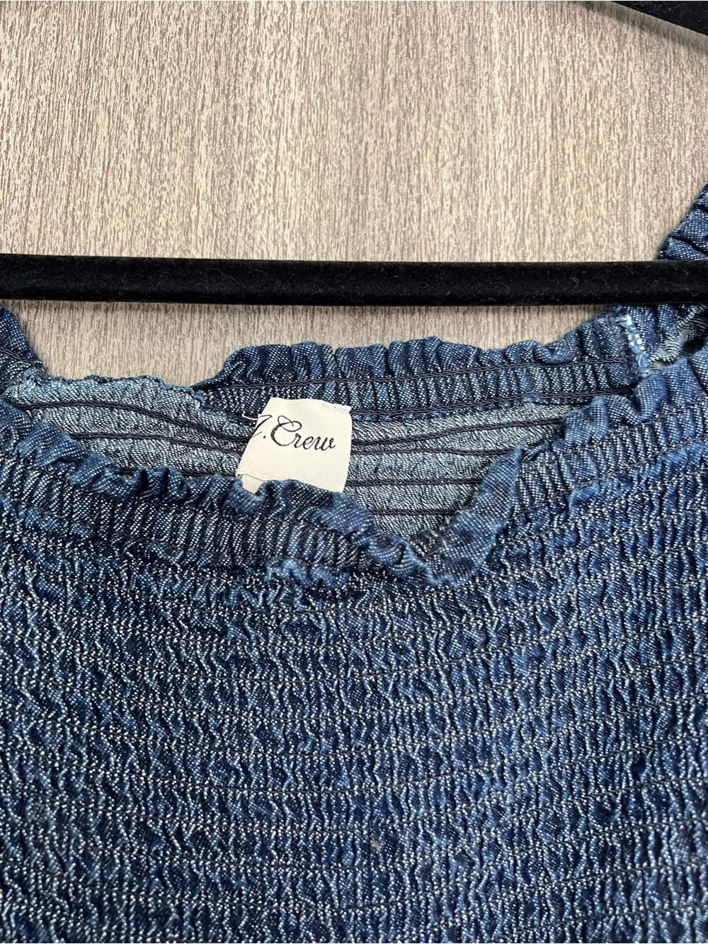 J. Crew Indigo Smocked Peasant Blouse jeans - Picture 2 of 4